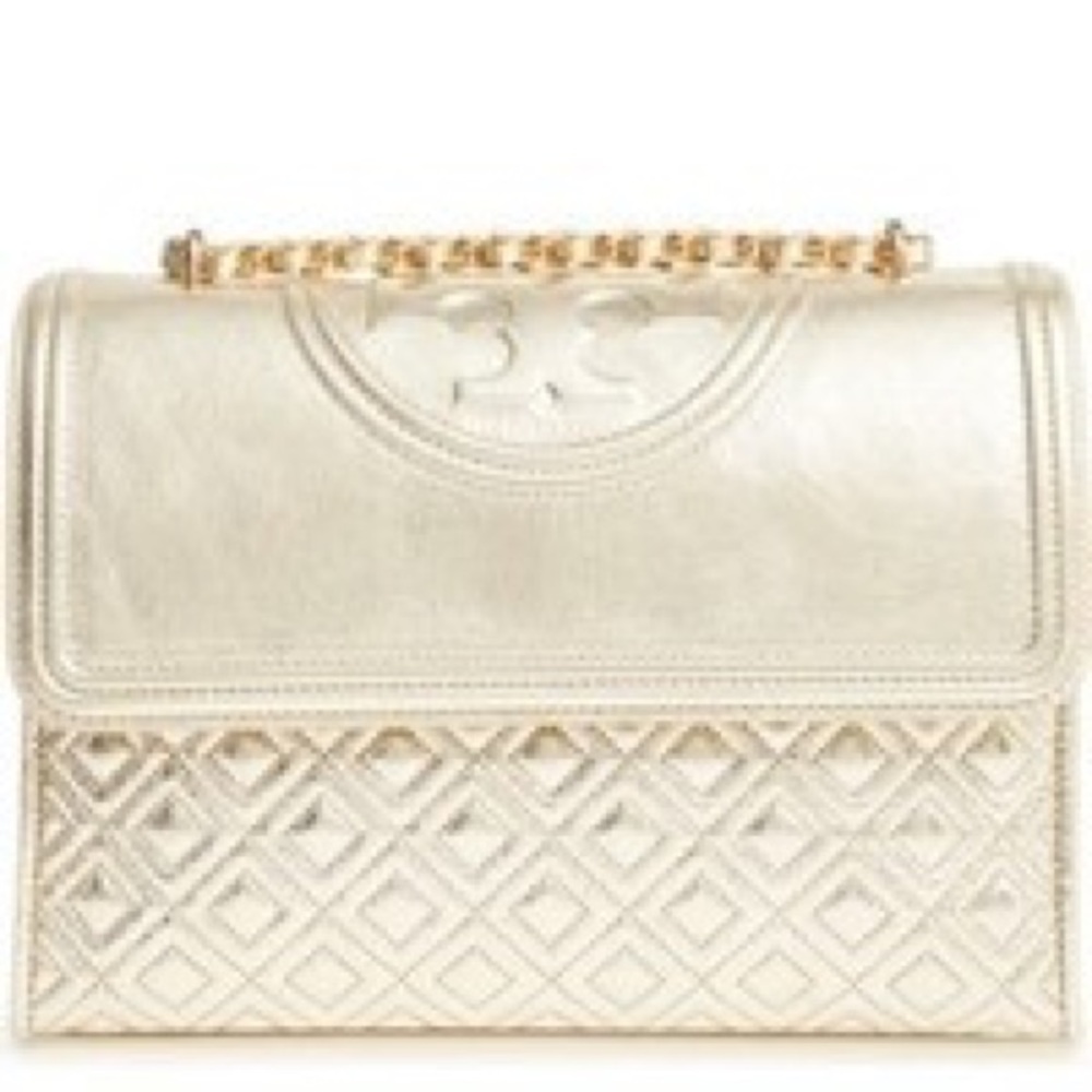 Tory Burch Fleming Leather Shoulder Bag Metal NEW